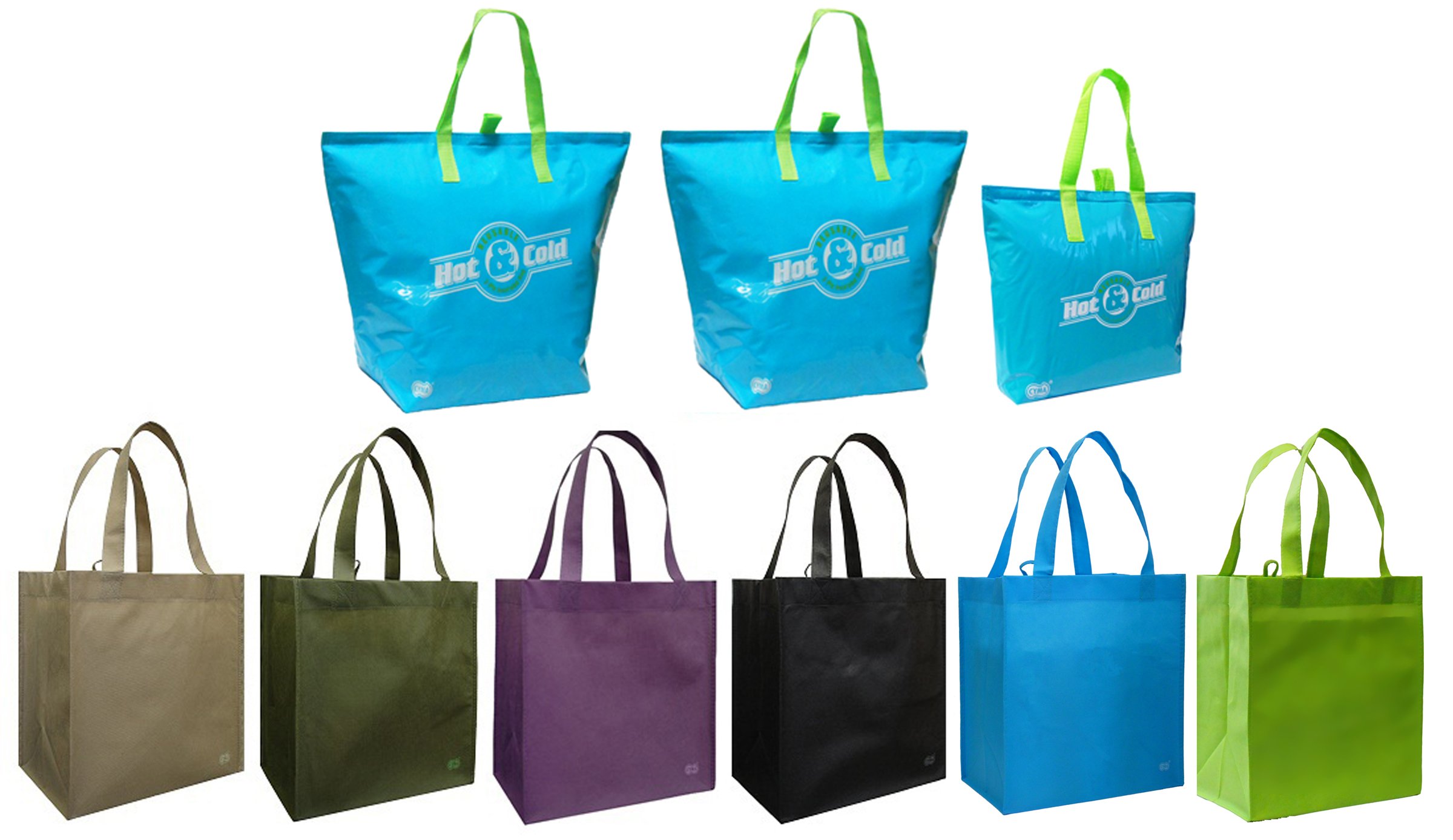Amazon.com: 3 Insulated Aqua Color Tote Bags + Reusable Grocery